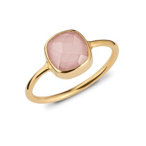 Rosenquarz Ring 925 Silber vergoldet