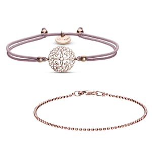 Set Mandala Twistgummi rosevergoldet Armband Kugelarmband 925 Silber