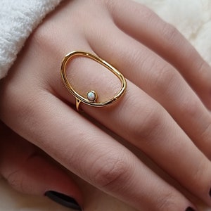 OPAL 925 Gold Ring Little Drop
