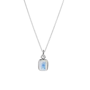 Kette Mondstein Baguette - silberne Halskette