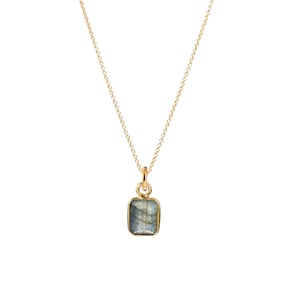 Kette Labradorit Baguette - goldene Halskette