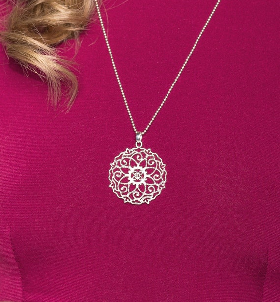 iz-el Kette Mandala Silber Geschenke für Frauen 
