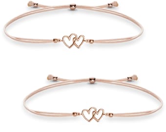 Bracelet mère fille coeur or rose - joli coeur