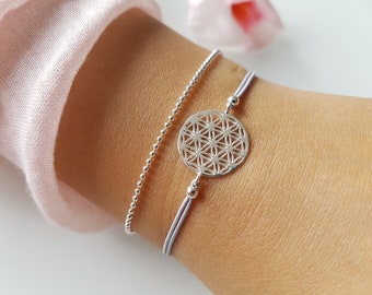 Fleur de Vie Boule Chaîne Twist Bracelet 925 Argent