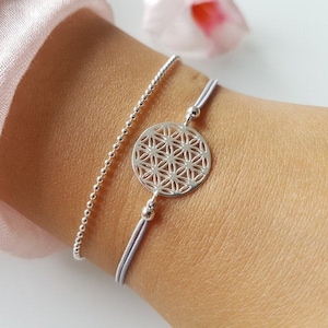 Lebensblume Kugelkette Twist-Armband 925 Silber