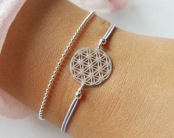 Flower of Life Ball Chain Twist Bracelet 925 Silver