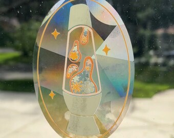 Flower Lava Lamp Sun Catcher: Rainbow Window Decal