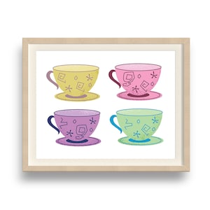 Teacup Art Print, Whimsical Wall Art, Alice in Wonderland Teacups