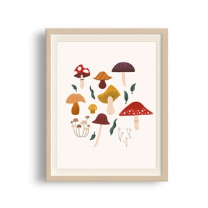 Mushroom Art Print, Illustrated Mushroom Art, Mushroom Artwork, Gift for New Home Owner