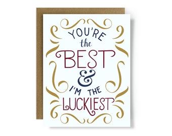 Anniversary Card, You're the Best Greeting Card, Card for Husband, Card for Wife