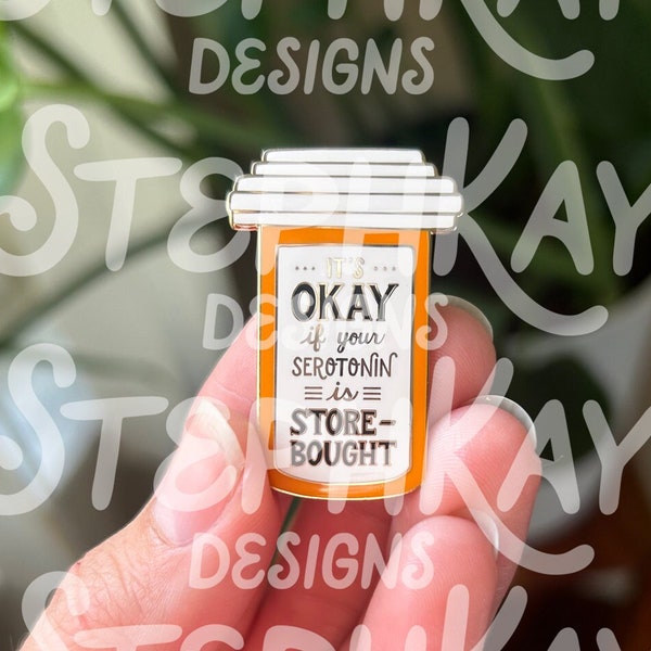 Serotonin Mental Health Enamel Pin: Gold Plated Lapel Pin