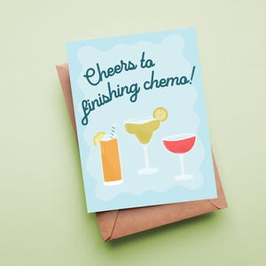 Cheers to Finishing Chemo Cancer Card, Card for Cancer Patient, Get Well Soon Card