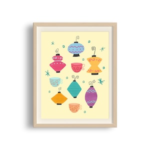 Alice Teacups Print | Disney Lanterns | Teacups Ride Print | Illustrated Alice Teacups | Alice in Wonderland | Disney Wall Art