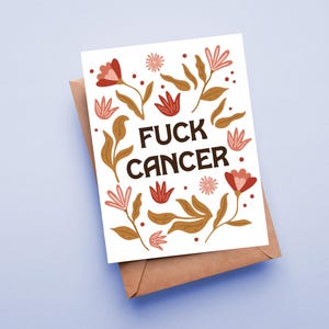 Fuck Cancer Floral Card, Card for Cancer Patient Survivor, Cancer Care Package