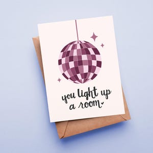 Carte de voeux d'amitié, Carte de voeux boule disco, Carte d'encouragement, Carte pour ami
