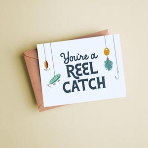 Vous êtes une capture de moulinet Carte de voeux, Carte de voeux de pêche, Carte de fête des pères, Carte de pêche, Carte pour mari