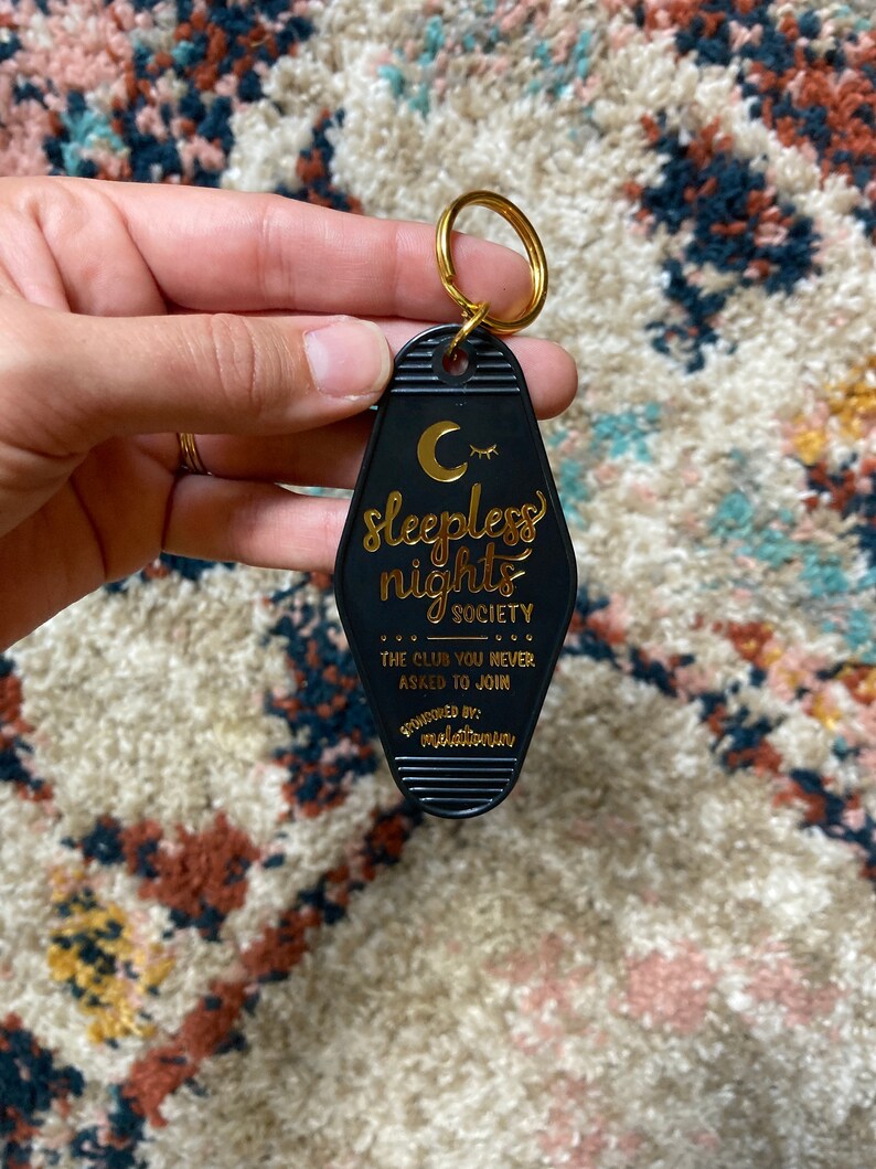 Hotel Keychain, Sleepless Nights Society Keychain, Trendy Keychain, Cute Gift for Friend image 3