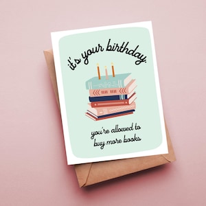 Livre carte d'anniversaire, carte livresque drôle, carte pour les lecteurs, romantisme