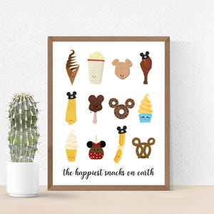 Disney Snacks Art Print, Cute Kids Room Art, Theme Park Wall Art