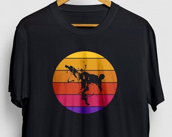 Retro Sunset 80's Jiu Jitsu Shirt, Jiu-Jitsu Shirt, Jiu-Jitsu Dad Shirt, Jiu Jitsu Dad Gift, BJJ Shirt, Braziliaanse Jiu Jitsu Unisex T-shirt