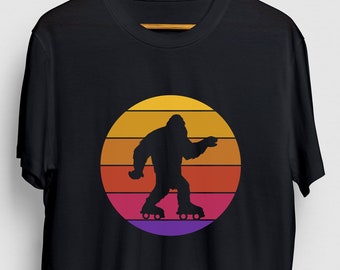 Retro Bigfoot Roller Skating T-shirt, Roller Skate Shirt, Roller Derby Gift, Skating Birthday Unisex Gift