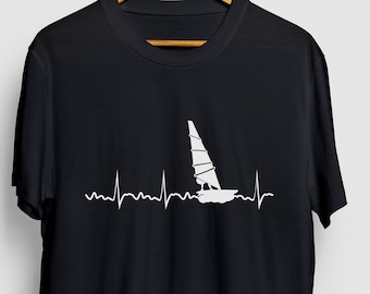 Windsurfing Heartbeat Windsurfing Zabawny, Prezent Dla Niej Prezent Sportów Wodnych, Prezent Dla Niego Windsurfer Windsurfing, Windsurfing Unisex T-shirt