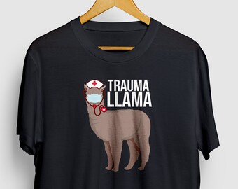 Trauma Lama Krankenschwester Shirt | Lustige Kindergarten Lama Shirt, Alpaka Shirt, Alpaka Geschenke | Kurzarm Unisex T-Shirt