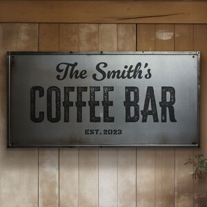 Coffee Bar Sign Rustic Coffee Station Bar Wall Art, Personalized Family Name Sign Custom Wall Art Kitchen, Custom Coffee Corner CANVAS Print