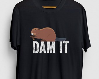 Oh dam beaver machine embroidery flour sack towel 15x24