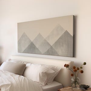 Silent Peaks Wall Art For Bedroom, Horizontal Abstract Mountain Canvas Print, Monochrome Decor Canvas Art