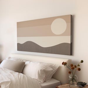 Desert Glow Wall Art For Bedroom, Horizontal BohoSunset Canvas Print, Abstract Dunes Decor Canvas Art