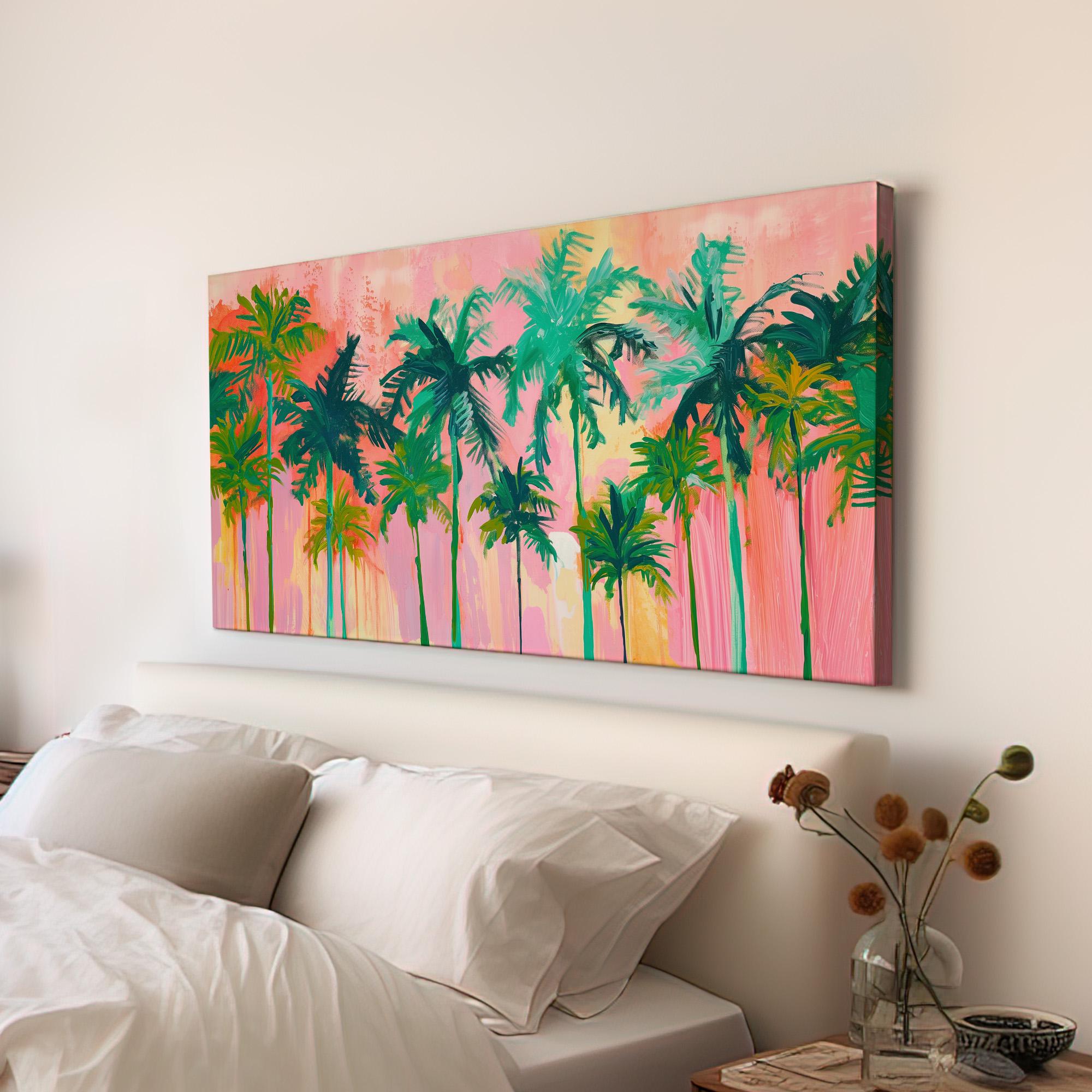 Florida Palm Tree Pink Canvas Wall Art for Living Room, Landscape ...