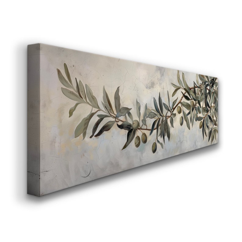 Olive Tree Long Horizontal Wall Art for Guest Room, Panoramic Botanical ...