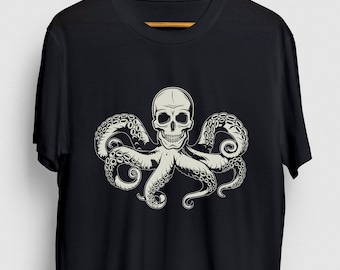 Camicia octopus, regalo oceano, t-shirt octopus, felpa con cappuccio Octopus Scull / Camicia giovanile / T-shirt Unisex