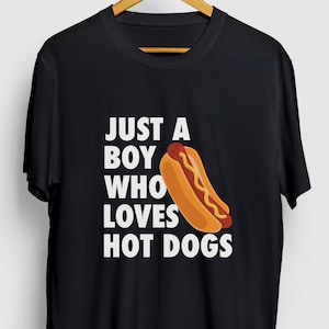 Just A Boy Who Loves Hot Dogs Hot Dog Gift, Funny Food Shirt, Funny Ketchup tee, Hot Dog Hoodie / Youth Shirt / Unisex T-shirt