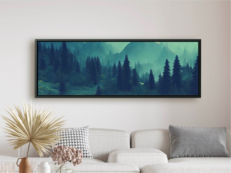 Foggy Forest Mountains Landscape Large Canvaswall Art Framed - Etsy