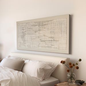 Grey Natural Rug Pattern Wall Art For Living Room, Horizontal Farmhouse Canvas Print, Line Art Decor Canvas Art