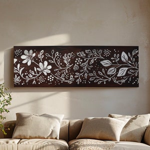 Polka Dot Line Art Above Bed Wall Art Floral, Panoramic Minimal Canvas ...