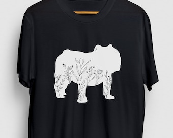 English Bulldog Shirt, English Bulldog Gift, English Bulldog Mom, English Bulldog Floral Flower Hoodie / Youth Shirt / Unisex T-shirt