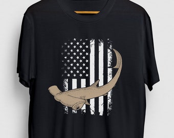 Hammerhead Shark American Flag Shark Gift, Funny Ocean Shirt, Funny Hammerhead tee, Shark Hoodie / Youth Shirt / Unisex T-shirt