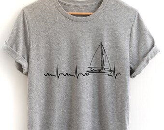 Sailor Gift, Funny Sailing Shirt, Funny Sailboat tee, Sailor Shirt, Sailing Heartbeat T-shirt