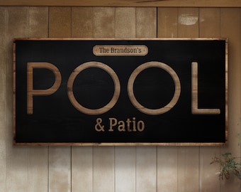Custom Poolside Sign, Pool And Patio Personalized Pool Bar Gifts, Patio Decor Grill Bar Art Huge Canvas Wall Art
