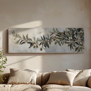 Olive Tree Long Horizontal Wall Art for Guest Room, Panoramic Botanical ...