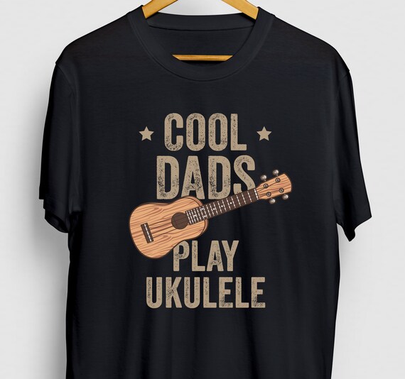 Ukulele Hawaiian Palm Tree Roots Music T-Shirt - White Print Ukulele Hawaiian Palm Tree Roots Music T-Shirt - White Print