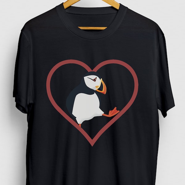 Puffin Gift, Funny Seabird Shirt, Funny Animal tee, Puffin Shirt, Puffin Heart Hoodie / Youth Shirt / Unisex T-shirt