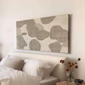 Stone Flow Wall Art Above Bed, Horizontal Organic Stone Canvas Print, Earthy Tones Decor Canvas Art