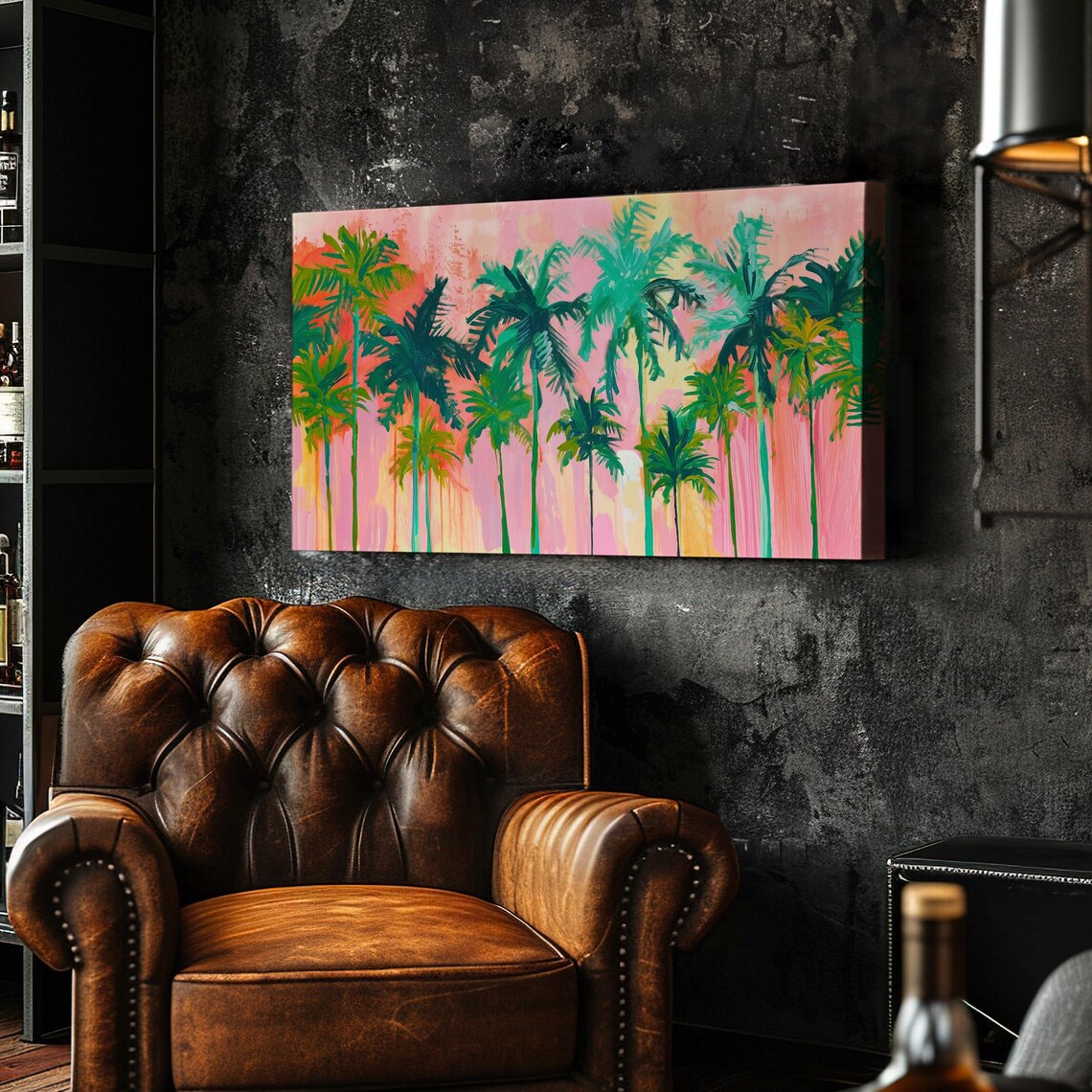 Florida Palm Tree Pink Canvas Wall Art for Living Room, Landscape ...