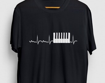 Piano Heartbeat Piano Gift, Funny Musician Shirt, Funny Pianist tee, Piano Hoodie / Youth Shirt / Unisex T-shirt