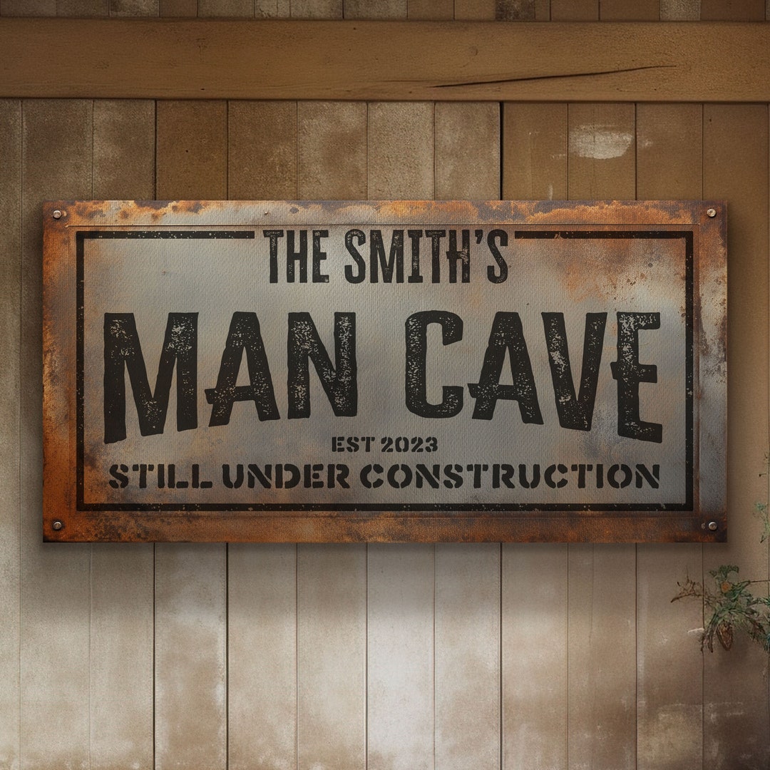 Personalized Man Cave Sign, Canvas Decor for Men, Bar Signage for ...