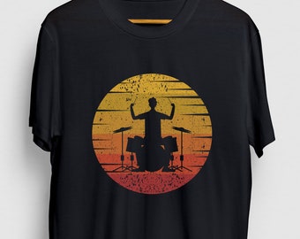 Presente retro do baterista do baterista, camisa engraçada da banda, camiseta engraçada do tambor, moletom com capuz do baterista/camisa juvenil/camiseta unissex